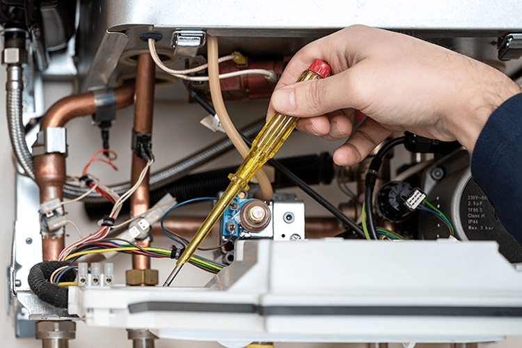 Close up of Furnace circuitry. Hamstra Heating & Cooling.