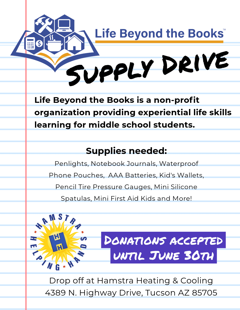 Life Beyond the Books Drive Supply drive flyer