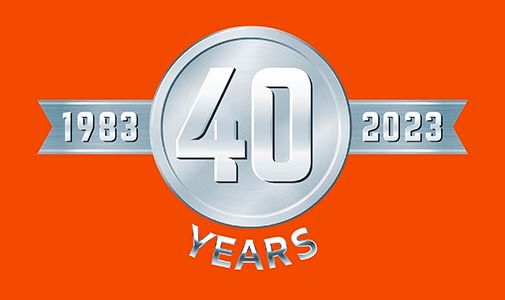 Hamstra Celebrates 40 Years of Providing Top-Tier HVAC Services. Silver medal on red background that reads, "40 YEARS. 1983-2023."