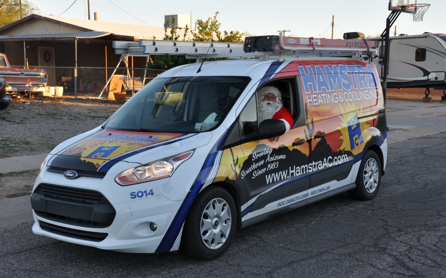 Santa in a Hamstra vehicle.